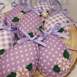 Húsvéti tojás, pöttyös,kockás - levendula lila -  8 db - otthon & életmód - dekoráció - fali és függő dekoráció - függődísz - Meska.hu