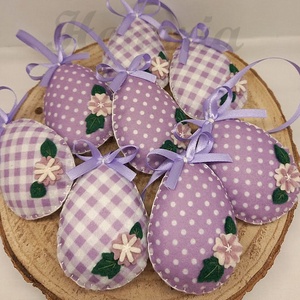 Húsvéti tojás, pöttyös,kockás - levendula lila -  8 db - otthon & életmód - dekoráció - fali és függő dekoráció - függődísz - Meska.hu