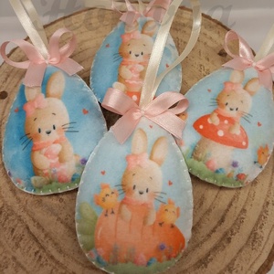 Tojások filcből-nyuszikákkal (4db) - otthon & életmód - dekoráció - fali és függő dekoráció - függődísz - Meska.hu