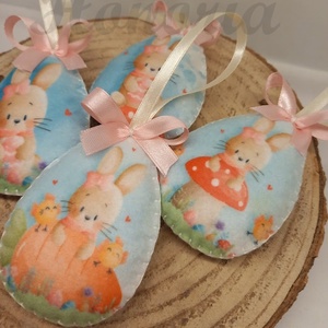 Tojások filcből-nyuszikákkal (4db) - otthon & életmód - dekoráció - fali és függő dekoráció - függődísz - Meska.hu