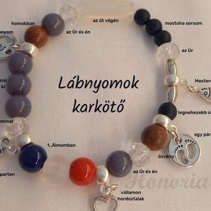 Lábnyomok - keresztény történet karkötő-lila-61 - ékszer - karkötő - gyöngyös karkötő - Meska.hu