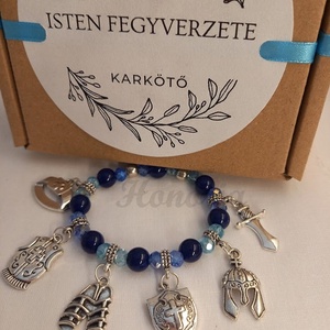 Isten fegyverzete - keresztény történet karkötő-s.kék-73 - ékszer - karkötő - gyöngyös karkötő - Meska.hu