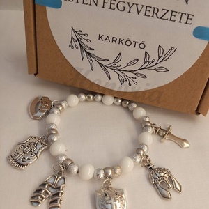Isten fegyverzete - keresztény történet karkötő-fehér/ezüst-76 - ékszer - karkötő - gyöngyös karkötő - Meska.hu