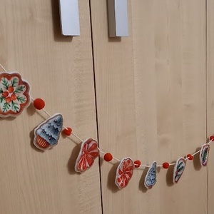 Karácsonyi füzér/girland, süti mézes mintával (14db-os) - karácsony - karácsonyi lakásdekoráció - karácsonyi girland, boa - Meska.hu