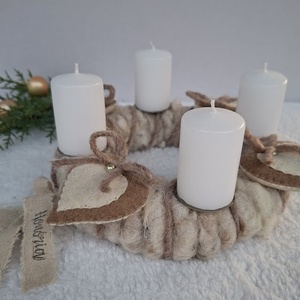 Adventi koszorú-gyapjúfilc-Vintage hangulat - Meska.hu
