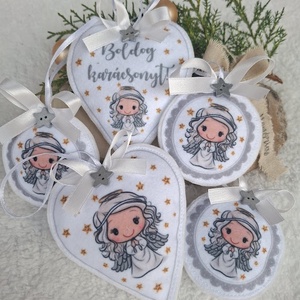 Mosolygós angyalka szett (5db)-karácsonyi filcdísz csomag - Meska.hu