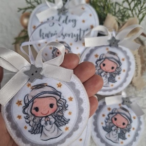 Mosolygós angyalka szett (5db)-karácsonyi filcdísz csomag - karácsony - karácsonyi lakásdekoráció - karácsonyfadíszek - Meska.hu