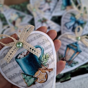 Filc karácsonyfa dísz(8 db)-Tradicionális- vintage hangulat - karácsony - karácsonyi lakásdekoráció - karácsonyfadíszek - Meska.hu