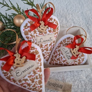 Egyedi Névre szóló-NÉVVEL- filc karácsonyfa dísz szett (3 db) - karácsony - karácsonyi lakásdekoráció - karácsonyfadíszek - Meska.hu