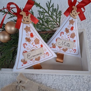 Egyedi Névre szóló-NÉVVEL- filc karácsonyfa dísz szett (2 db) - karácsony - karácsonyi lakásdekoráció - karácsonyfadíszek - Meska.hu
