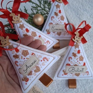 Egyedi Névre szóló-NÉVVEL- filc karácsonyfa dísz szett (4 db) - karácsony - karácsonyi lakásdekoráció - karácsonyfadíszek - Meska.hu