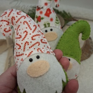 Karácsonyi manók - filc karácsonyfa dísz (3db)-zöld, Karácsony, Karácsonyi lakásdekoráció, Karácsonyi manók, figurák, Varrás, MESKA