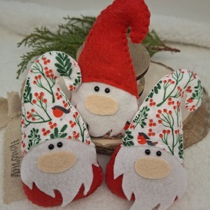 Karácsonyi manók - filc karácsonyfa dísz (3db)-madaras - karácsony - karácsonyi lakásdekoráció - karácsonyi manók, figurák - Meska.hu