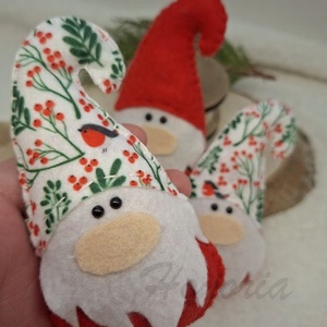 Karácsonyi manók - filc karácsonyfa dísz (3db)-madaras, Karácsony, Karácsonyi lakásdekoráció, Karácsonyi manók, figurák, Varrás, MESKA