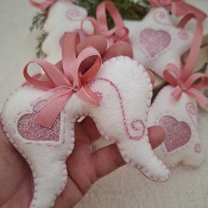 Karácsonyfa díszek-rózsaszín álom szívek- 6 db - karácsony - karácsonyi lakásdekoráció - karácsonyfadíszek - Meska.hu