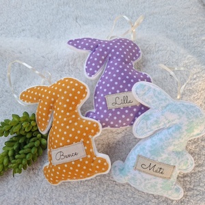 Egyedi Névre szóló-NÉVVEL- filc Húsvéti nyuszi dísz szett ( 6db) - ünnepi díszek, dekorációk - húsvéti díszek és dekorációk - húsvéti tojásfadíszek - Meska.hu