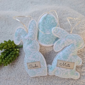 Egyedi Névre szóló-NÉVVEL- filc Húsvéti nyuszi dísz szett ( 6db) - ünnepi díszek, dekorációk - húsvéti díszek és dekorációk - húsvéti tojásfadíszek - Meska.hu