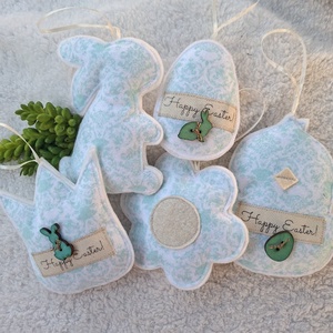  Filc Húsvéti dísz szett ( 5db)- Happy Easter!-türkiz, Ünnepi díszek, dekorációk, Húsvéti díszek és dekorációk, Húsvéti tojásfadíszek, Varrás, MESKA