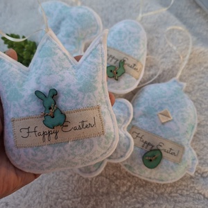  Filc Húsvéti dísz szett ( 5db)- Happy Easter!-türkiz - ünnepi díszek, dekorációk - húsvéti díszek és dekorációk - húsvéti tojásfadíszek - Meska.hu