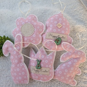  Filc Húsvéti dísz szett ( 5db)- Happy Easter!-rózsaszn - Meska.hu