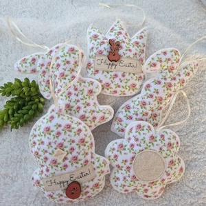  Filc Húsvéti dísz szett ( 5db)- Happy Easter!-rózsás - ünnepi díszek, dekorációk - húsvéti díszek és dekorációk - húsvéti tojásfadíszek - Meska.hu