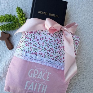 Bibliaborító-könyvtartó-rózaszín masnis-Bibliatartó - Meska.hu