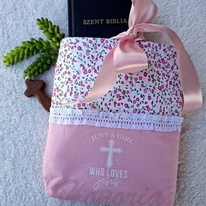 Bibliaborító-könyvtartó-rózsaszín masnis2-Bibliatartó - Meska.hu