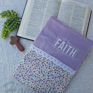 Bibliaborító-könyvtartó-Lila/virágos-Faith-Bibliatartó - Meska.hu