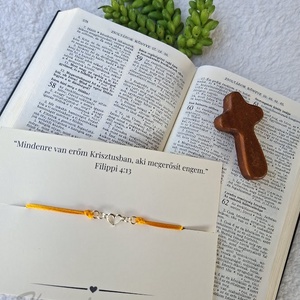Zsinór karkötő Szív medállal-sárga-Fil 4:13 - Meska.hu