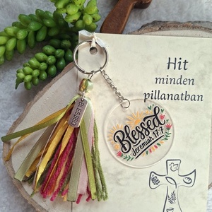 Kulcstartó, Bibliai igével, bojtos- keresztény igés ajándék- színes-07 - Meska.hu