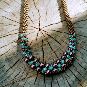 Nyaklánc swarovski biconokkal, Ékszer, Nyaklánc, Statement nyaklánc, Ékszerkészítés, Gyöngyfűzés, gyöngyhímzés, MESKA