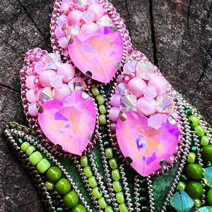 Tulipán csokor bross - ékszer - kitűző és bross - kitűző - Meska.hu