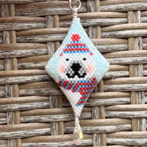 Jegesmedvés kulcstartó, dísz, Táska & Tok, Kulcstartó & Táskadísz, Kulcstartó, Gyöngyfűzés, gyöngyhímzés, Ékszerkészítés, MESKA