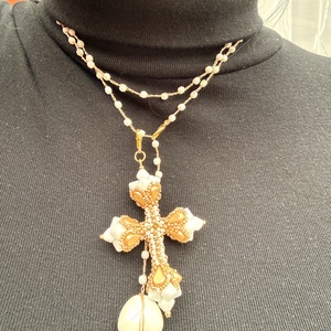 Kereszt medál lánccal/rózsafüzér - ékszer - nyaklánc - medál - Meska.hu