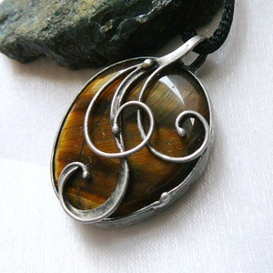 Tigrisszem medál  - ékszer - nyaklánc - medál - Meska.hu