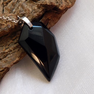 Ónix medál acél láncon - ékszer - nyaklánc - medálos nyaklánc - Meska.hu