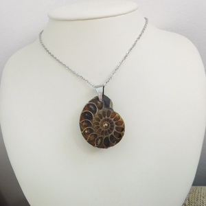Ammonitesz medál acél láncon - ékszer - nyaklánc - medálos nyaklánc - Meska.hu