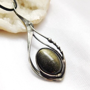 Arany obszidián medál - ékszer - nyaklánc - medál - Meska.hu