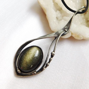 Arany obszidián medál - ékszer - nyaklánc - medál - Meska.hu