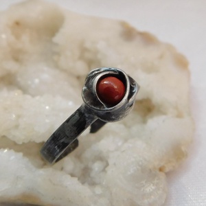 Vörös jáspis gyűrű, Ékszer, Gyűrű, Szoliter gyűrű, Ékszerkészítés, Fémmegmunkálás, MESKA