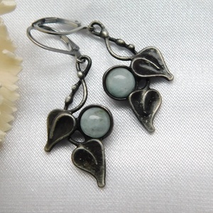 Akvamarin fülbevaló - ékszer - fülbevaló - lógó fülbevaló - Meska.hu