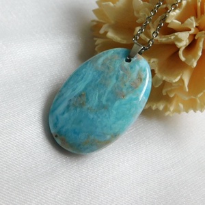 Larimár medál acél láncon - ékszer - nyaklánc - medál - Meska.hu