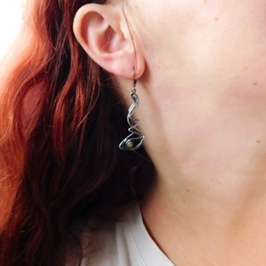 Nefrit jáde fülbevaló - ékszer - fülbevaló - lógós kerek fülbevaló - Meska.hu