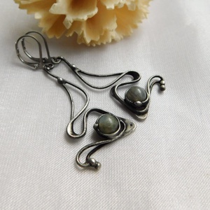 Labradorit fülbevaló - ékszer - fülbevaló - lógó fülbevaló - Meska.hu