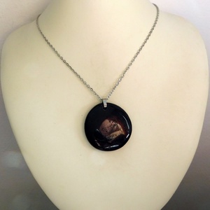 Fekete turmalin medál acél láncon - ékszer - nyaklánc - medál - Meska.hu