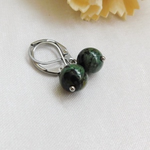 Kambaba jáspis / eldarit fülbevaló, Ékszer, Fülbevaló, Lógó fülbevaló, Ékszerkészítés, Ötvös, MESKA