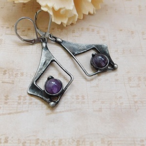 Ametiszt fülbevaló - ékszer - fülbevaló - lógó fülbevaló - Meska.hu