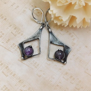 Ametiszt fülbevaló - ékszer - fülbevaló - lógó fülbevaló - Meska.hu