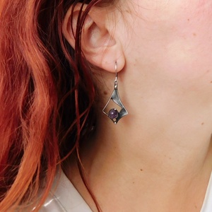 Ametiszt fülbevaló - ékszer - fülbevaló - lógó fülbevaló - Meska.hu