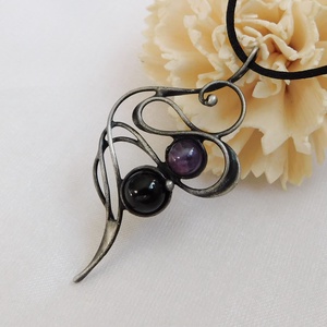 Ametiszt nyaklánc fekete turmalinnal - Meska.hu